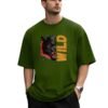 Wild Panther Oversized Tee – Olive Green – front view HD Olive Green Wild Panther 220 GSM oversized t-shirt, front view