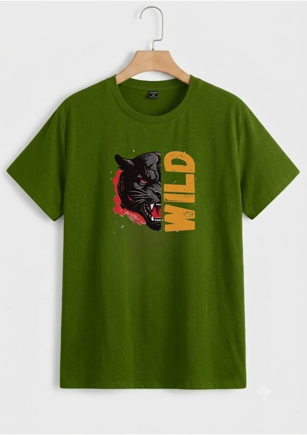 Wild Panther Oversized Tee – Olive Green – on hanger HD Olive Green Wild Panther 220 GSM oversized t-shirt, on hanger