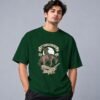 wild-west-cowboy-culture-tshirt-bottle-green-front Wild West Cowboy Culture 240 GSM Oversized Tee in bottle green, front view – Kool Kameez