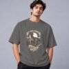 Wild West Cowboy Culture Retro Round Neck T-Shirt in charcoal melange, front view – Kool Kameez