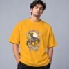 wild-west-cowboy-culture-tshirt-golden-yellow-front Wild West Cowboy Culture 240 GSM Oversized Tee in golden yellow, front view – Kool Kameez