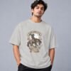 wild-west-cowboy-culture-tshirt-grey-melange-front Wild West Cowboy Culture 240 GSM Oversized Tee in grey melange, front view – Kool Kameez