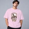 wild-west-cowboy-culture-tshirt-light-baby-pink-front Wild West Cowboy Culture 240 GSM Oversized Tee in light baby pink, front view – Kool Kameez