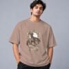 Wild West Cowboy Culture Retro Round Neck T-Shirt in mushroom, front view – Kool Kameez