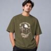 wild-west-cowboy-culture-tshirt-olive-green-front Wild West Cowboy Culture 240 GSM Oversized Tee in olive green, front view – Kool Kameez