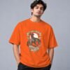 Wild West Cowboy Culture Retro Round Neck T-Shirt in orange, front view – Kool Kameez