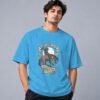 Wild West Cowboy Culture Retro Round Neck T-Shirt in skyblue, front view – Kool Kameez