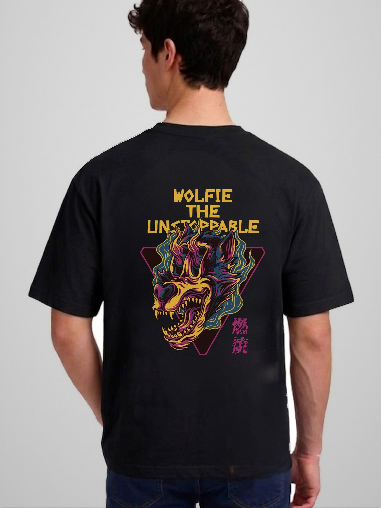 Wolfie oversized tee back print