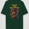 wolfie the unstoppable oversized t-shirt bottle green back wolfie the unstoppable oversized t-shirt bottle green back