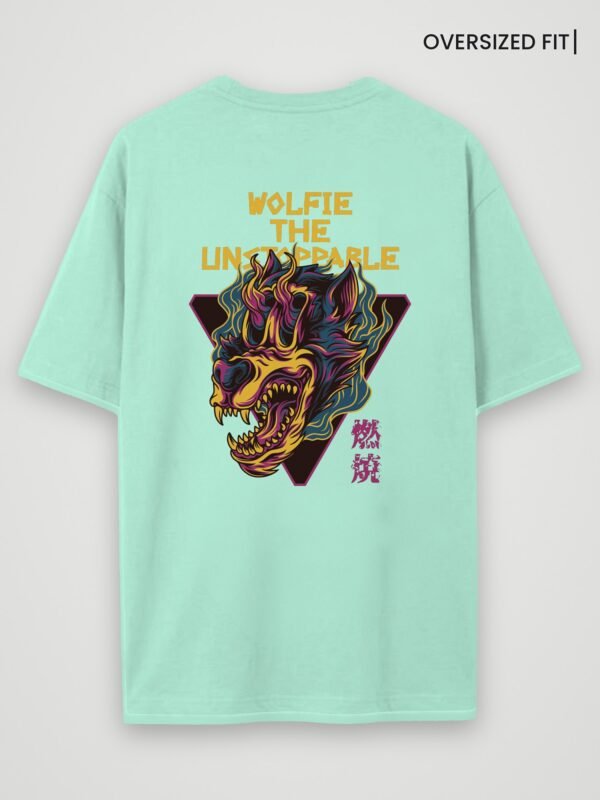 wolfie the unstoppable oversized t-shirt mint back wolfie the unstoppable oversized t-shirt mint back