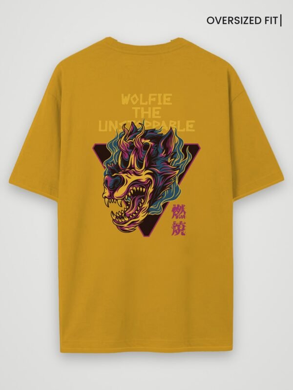 wolfie the unstoppable oversized t-shirt mustard back wolfie the unstoppable oversized t-shirt mustard back