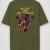 wolfie the unstoppable oversized t-shirt olive green back wolfie the unstoppable oversized t-shirt olive green back