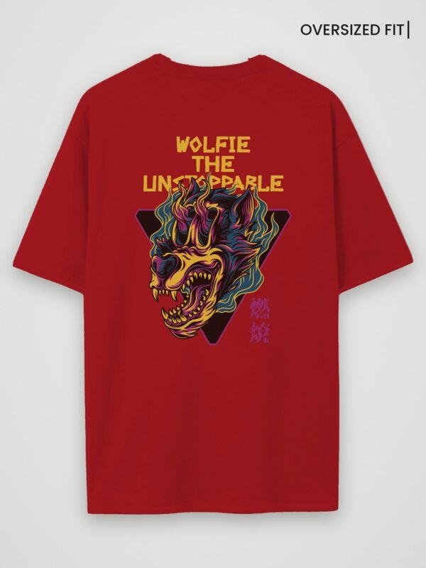 wolfie the unstoppable oversized t-shirt red back wolfie the unstoppable oversized t-shirt red back