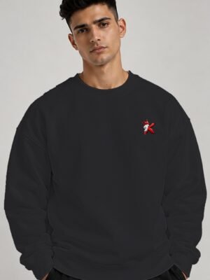 Black heavyweight oversized sweatshirt 400 GSM, front Black heavyweight oversized sweatshirt 400 GSM, front