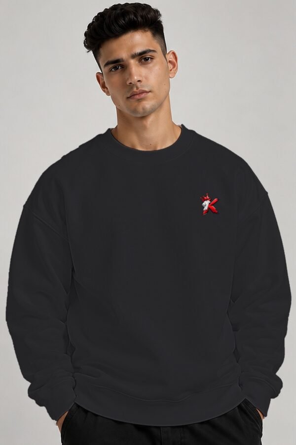 Black heavyweight oversized sweatshirt 400 GSM, front Black heavyweight oversized sweatshirt 400 GSM, front