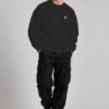 Black heavyweight oversized sweatshirt 400 GSM, full body Black heavyweight oversized sweatshirt 400 GSM, full body