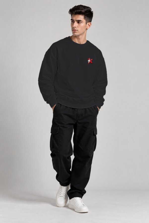 Black heavyweight oversized sweatshirt 400 GSM, full body Black heavyweight oversized sweatshirt 400 GSM, full body