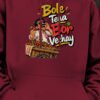 Bole Tena Bor Vechay oversized hoodie, 400 GSM, Maroon – print close-up Bole Tena Bor Vechay oversized hoodie, 400 GSM, Maroon – print close-up