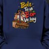 Bole Tena Bor Vechay oversized hoodie, 400 GSM, Navy Blue – print close-up Bole Tena Bor Vechay oversized hoodie, 400 GSM, Navy Blue – print close-up