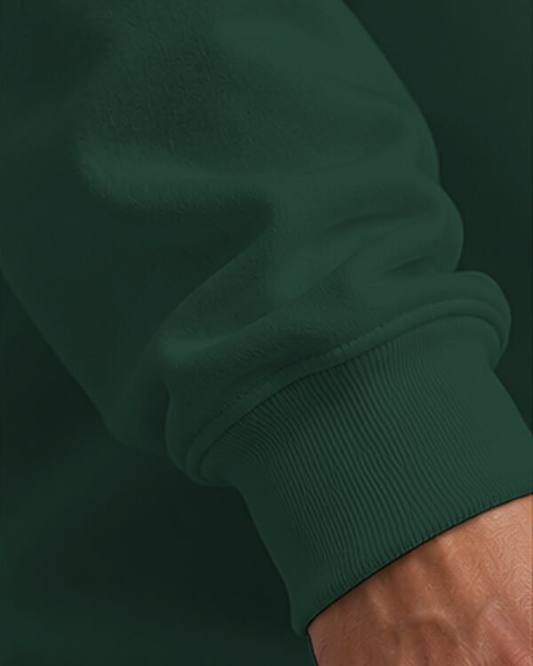 Bottle Green heavyweight oversized sweatshirt 400 GSM, ribbed cuff close-up