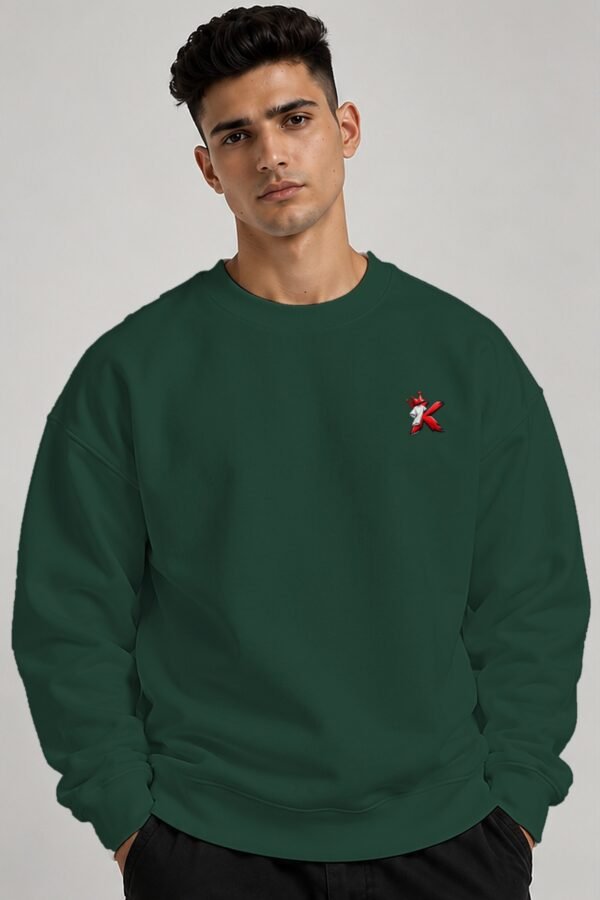 Bottle Green heavyweight oversized sweatshirt 400 GSM, front