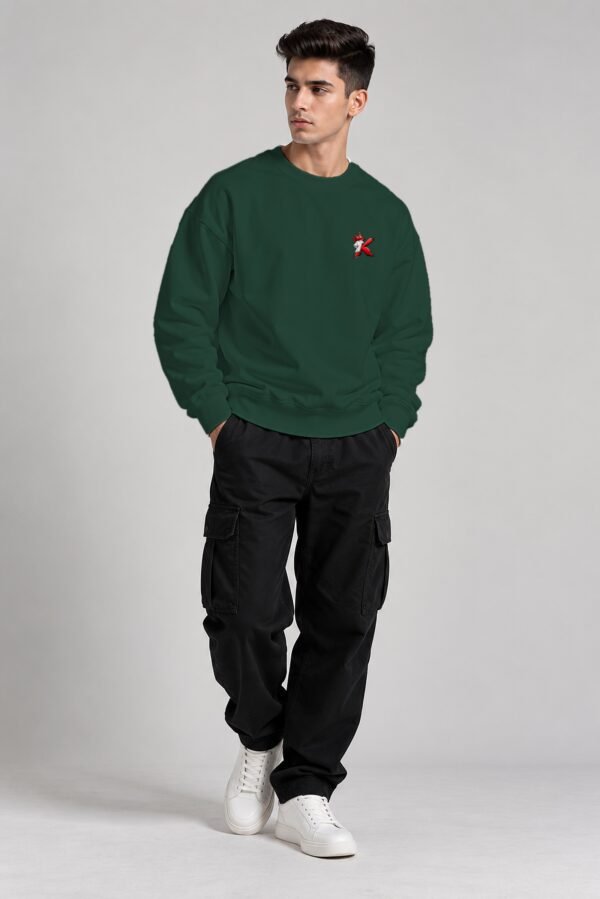 Bottle Green heavyweight oversized sweatshirt 400 GSM, full body