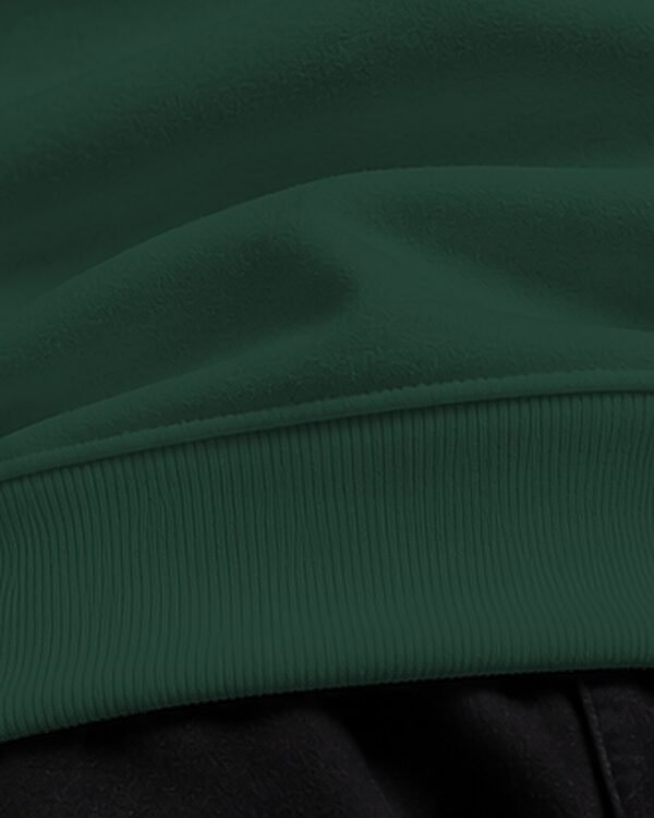 Bottle Green heavyweight oversized sweatshirt 400 GSM, ribbed hem close-up