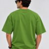 Plain Cotton 220 GSM Oversized Tee – Avocado Green – model back view Plain Cotton 220 GSM Oversized Tee – Avocado Green – model back view