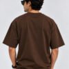 Plain Cotton 220 GSM Oversized Tee – Brown – model back view Plain Cotton 220 GSM Oversized Tee – Brown – model back view
