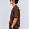 Plain Cotton 220 GSM Oversized Tee – Brown – model left side view Plain Cotton 220 GSM Oversized Tee – Brown – model left side view
