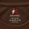 Plain Cotton 220 GSM Oversized Tee – Brown – neck label close-up Plain Cotton 220 GSM Oversized Tee – Brown – neck label close-up