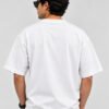 Plain Cotton 220 GSM Oversized Tee – White – model back view Plain Cotton 220 GSM Oversized Tee – White – model back view