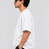 Plain Cotton 220 GSM Oversized Tee – White – model left side view Plain Cotton 220 GSM Oversized Tee – White – model left side view
