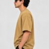Cotton Terry 240 GSM Oversized Tee – Beige – model left side view Cotton Terry 240 GSM Oversized Tee – Beige – model left side view