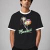 Hawaii Home Grown ringer tee in black with white trim, front