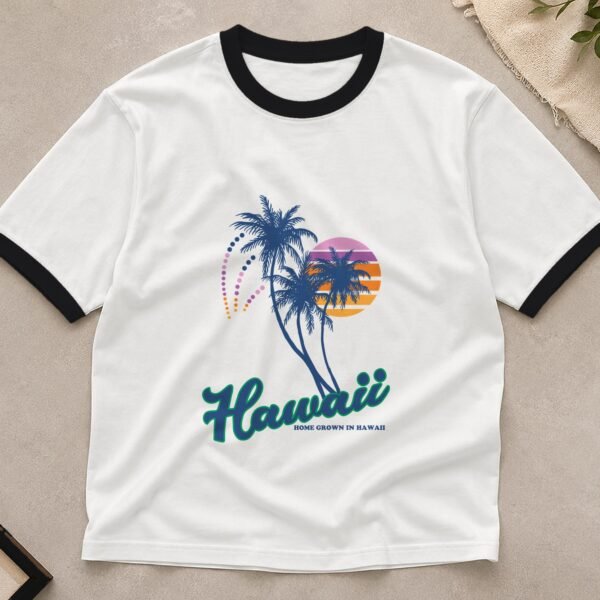 Hawaii Home Grown ringer tee flat lay