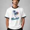 Hawaii Home Grown ringer tee in white with black trim, front