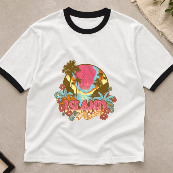 Island Surf Flavor ringer tee flat lay
