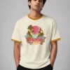 Island Surf Flavor ringer tee in off-white with mustard trim, front
