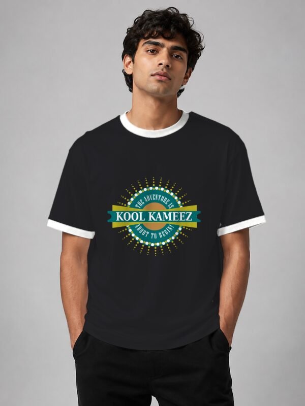 kk-adventure-ringer-tee-black-white-trim-model-front adventure ringer tee black white trim model front Kool Kameez