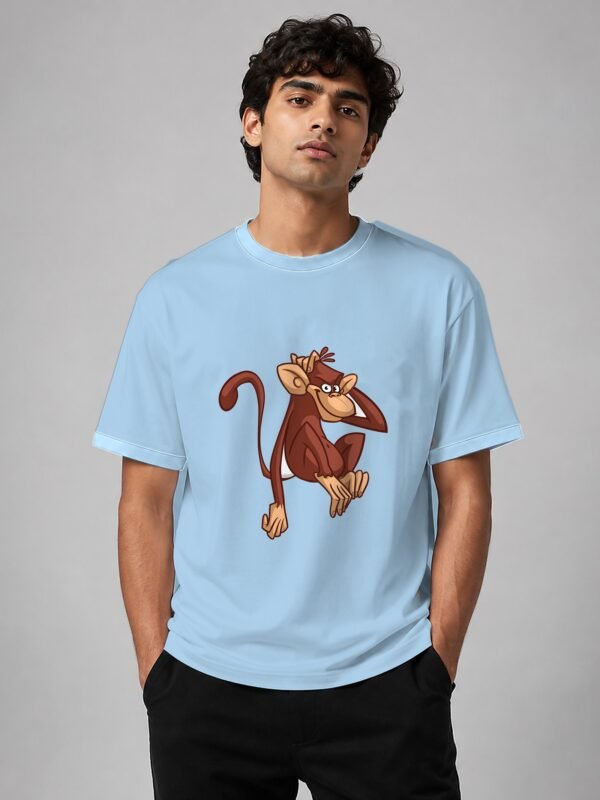 chill monkey oversized tee baby blue front Kool Kameez