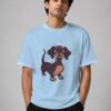 dachshund oversized tee baby blue front Kool Kameez