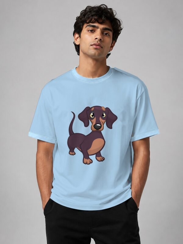 dachshund oversized tee baby blue front Kool Kameez
