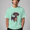 dachshund oversized tee mint front Kool Kameez