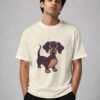dachshund oversized tee off white front Kool Kameez