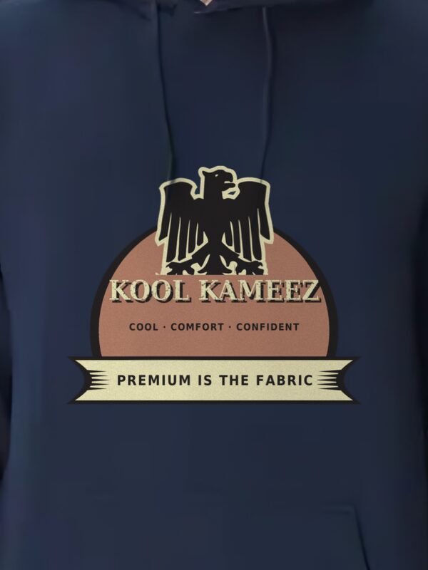 eagle crest hoodie navy blue closeup Kool Kameez