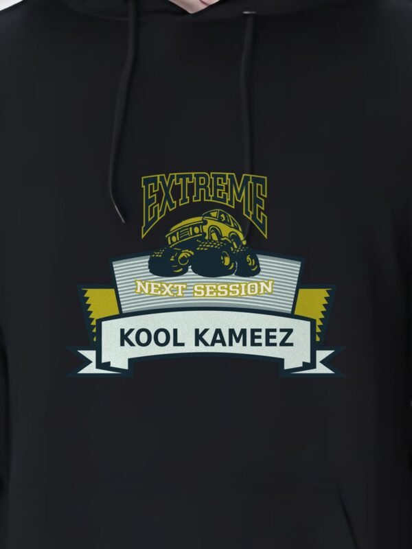 extreme hoodie black closeup Kool Kameez