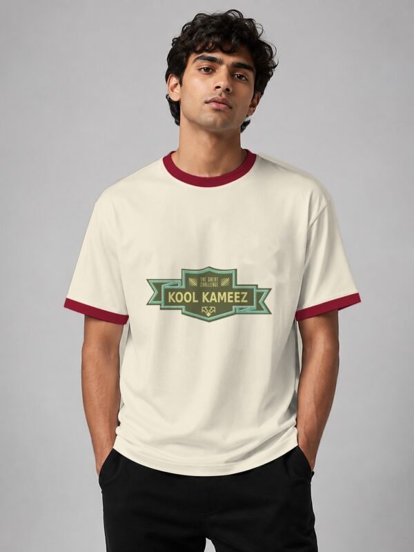 kk-great-challenge-ringer-tee-off-white-maroon-trim-model-front great challenge ringer tee off white maroon trim model front Kool Kameez
