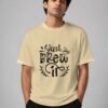 just brew it round neck tee beige front Kool Kameez