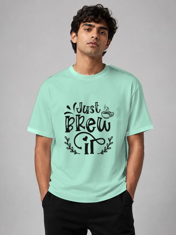 just brew it round neck tee mint front Kool Kameez